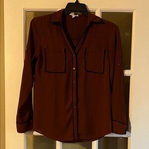 Express Portofino Shirt in Rich Brown with Black Trim